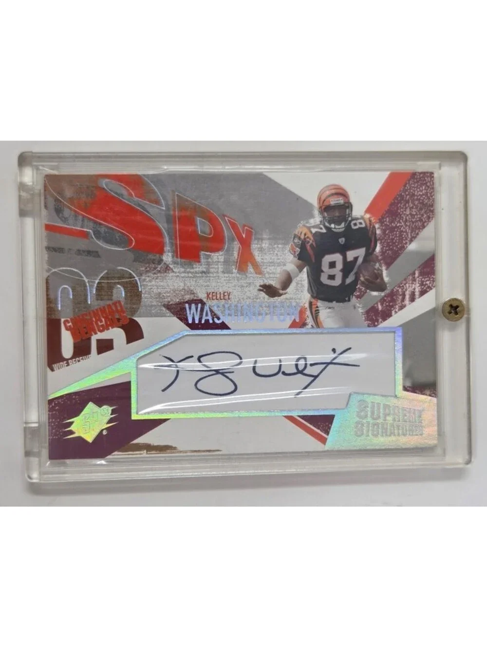 2003 Upper Deck SPx Kelley Washington Supreme Signatures Auto Card